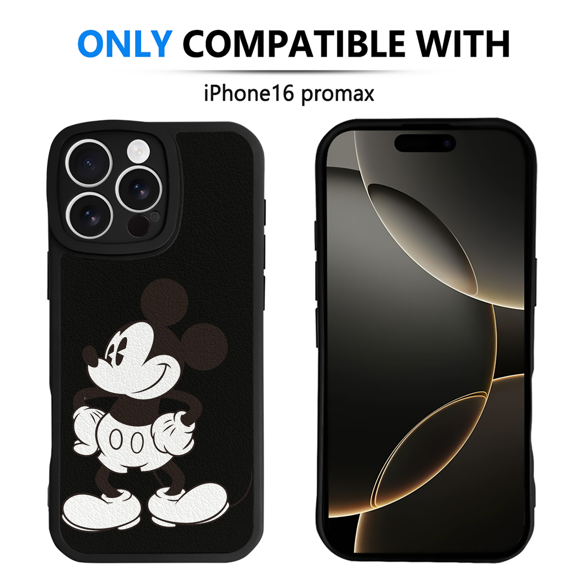 （画像用） ミッキーマウス Mickey Mouse 【iPhone 16シリーズ対応】シリコンスマホケース（レザー調） 材質：シリコン